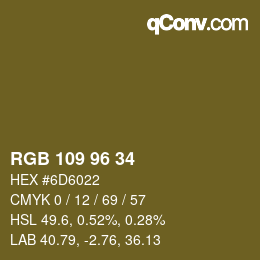 Color code: RGB 109 96 34 | qconv.com