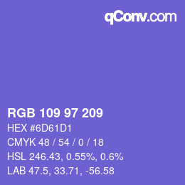 颜色代码: RGB 109 97 209 | qconv.com