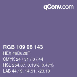 カラーコード: RGB 109 98 143 | qconv.com