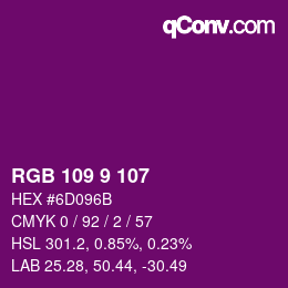 カラーコード: RGB 109 9 107 | qconv.com