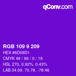 Color code: RGB 109 9 209 | qconv.com