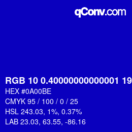 カラーコード: RGB 10 0.40000000000001 190.4 | qconv.com
