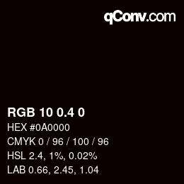 カラーコード: RGB 10 0.4 0 | qconv.com