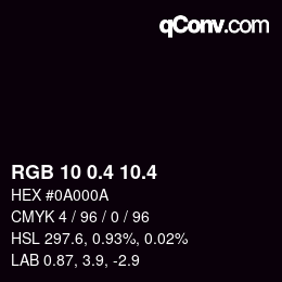 カラーコード: RGB 10 0.4 10.4 | qconv.com