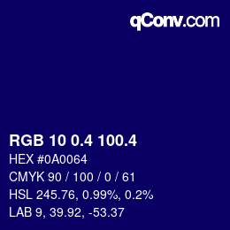 カラーコード: RGB 10 0.4 100.4 | qconv.com