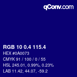 カラーコード: RGB 10 0.4 115.4 | qconv.com