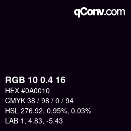 カラーコード: RGB 10 0.4 16 | qconv.com