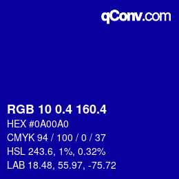 カラーコード: RGB 10 0.4 160.4 | qconv.com