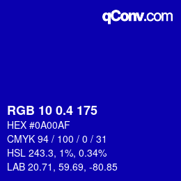カラーコード: RGB 10 0.4 175 | qconv.com