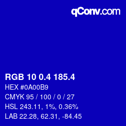 カラーコード: RGB 10 0.4 185.4 | qconv.com