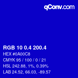カラーコード: RGB 10 0.4 200.4 | qconv.com