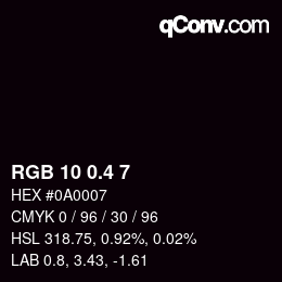カラーコード: RGB 10 0.4 7 | qconv.com