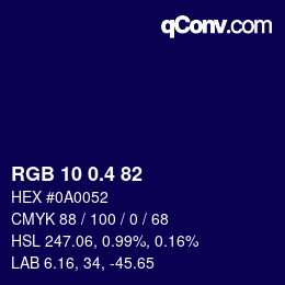 カラーコード: RGB 10 0.4 82 | qconv.com