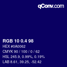 カラーコード: RGB 10 0.4 98 | qconv.com