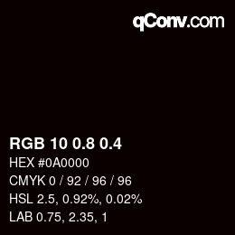 カラーコード: RGB 10 0.8 0.4 | qconv.com