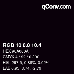 カラーコード: RGB 10 0.8 10.4 | qconv.com