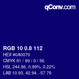 カラーコード: RGB 10 0.8 112 | qconv.com
