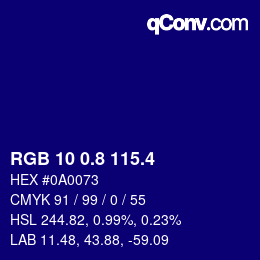 カラーコード: RGB 10 0.8 115.4 | qconv.com