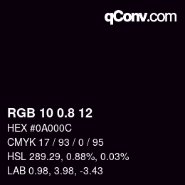 Color code: RGB 10 0.8 12 | qconv.com