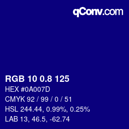カラーコード: RGB 10 0.8 125 | qconv.com