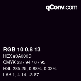 Color code: RGB 10 0.8 13 | qconv.com