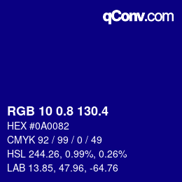 カラーコード: RGB 10 0.8 130.4 | qconv.com