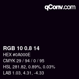 Color code: RGB 10 0.8 14 | qconv.com