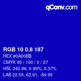 カラーコード: RGB 10 0.8 187 | qconv.com