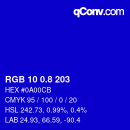 カラーコード: RGB 10 0.8 203 | qconv.com