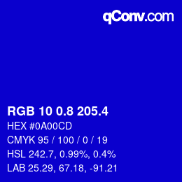 カラーコード: RGB 10 0.8 205.4 | qconv.com