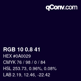 カラーコード: RGB 10 0.8 41 | qconv.com