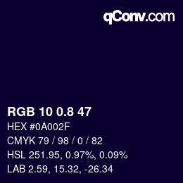 カラーコード: RGB 10 0.8 47 | qconv.com