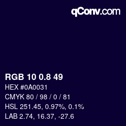 カラーコード: RGB 10 0.8 49 | qconv.com
