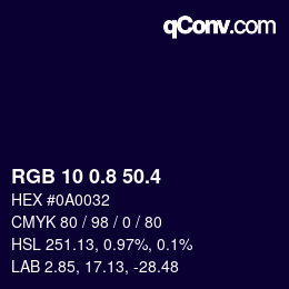 カラーコード: RGB 10 0.8 50.4 | qconv.com