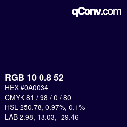 カラーコード: RGB 10 0.8 52 | qconv.com