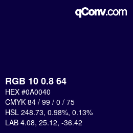 カラーコード: RGB 10 0.8 64 | qconv.com
