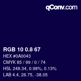 Color code: RGB 10 0.8 67 | qconv.com