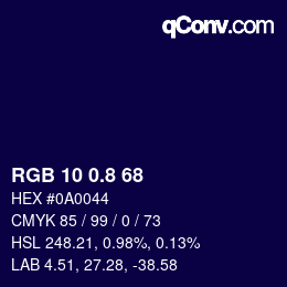 カラーコード: RGB 10 0.8 68 | qconv.com
