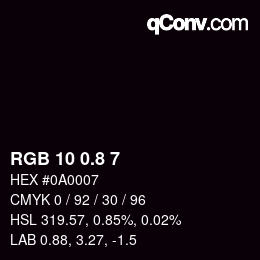 Color code: RGB 10 0.8 7 | qconv.com