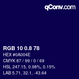 Color code: RGB 10 0.8 78 | qconv.com
