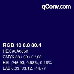 カラーコード: RGB 10 0.8 80.4 | qconv.com