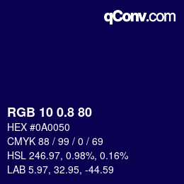 カラーコード: RGB 10 0.8 80 | qconv.com