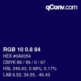 Color code: RGB 10 0.8 84 | qconv.com