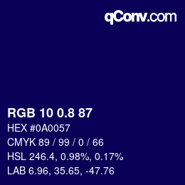 Color code: RGB 10 0.8 87 | qconv.com