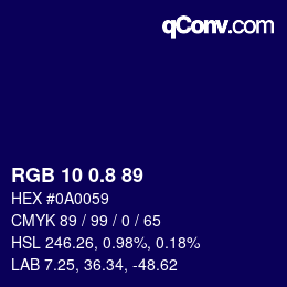 Color code: RGB 10 0.8 89 | qconv.com