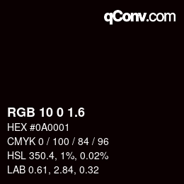カラーコード: RGB 10 0 1.6 | qconv.com