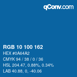 Color code: RGB 10 100 162 | qconv.com