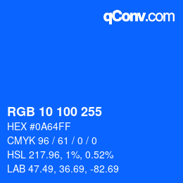 Color code: RGB 10 100 255 | qconv.com