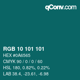 Color code: RGB 10 101 101 | qconv.com