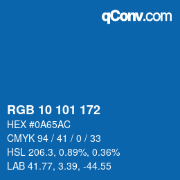 Color code: RGB 10 101 172 | qconv.com